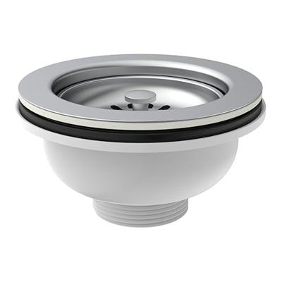 Kirchhoff Kunststof korfventiel, 1 1/2" ET, roestvrijstalen ventielbeker en zeef Ø114 mm - 98835240