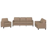 4-delige Loungeset met kussens kunstleer cappuccino - thumbnail