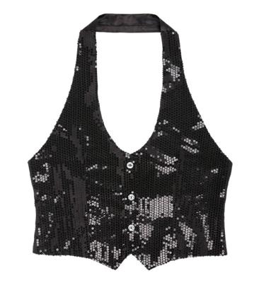 Glittervest zwart vrouw