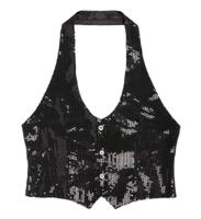 Glittervest zwart vrouw - thumbnail