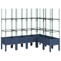 Plantenbak met latwerk 160x120x142,5 cm polypropeen grijs - thumbnail