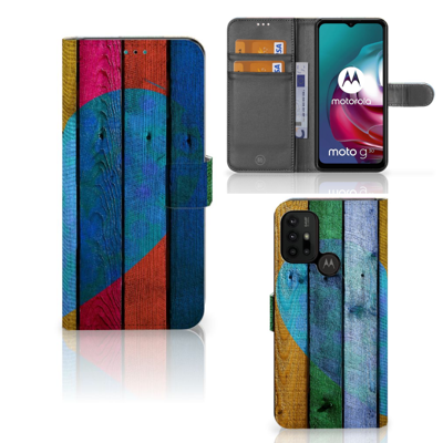 Motorola Moto G10 | G20 | G30 | Book Style Case | Wood Heart - Cadeau voor je Vriend