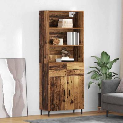 Hoge kast Oud Hout 69,5 x 34 x 180 cm Geengineerd Hout en Glas