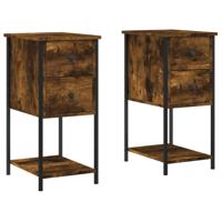 Nachtkastjes 2 st 32x42x70 cm bewerkt hout gerookt eikenkleurig - thumbnail