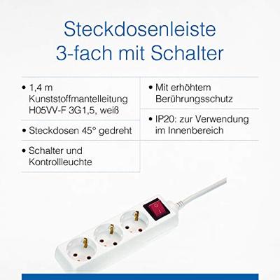 AS Schwabe 11361 Stekkerdoos met schakelaar Wit Randaarde stekker 1 stuk(s)