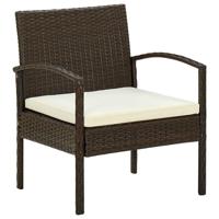 VidaXL Tuinstoel met kussen poly rattan bruin - thumbnail