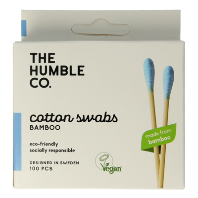 The Humble Co Wattenstaafjes bamboe blauw 100 Stuks The Humble Co Wattenstaafjes bamboe blauw 100 Stuks