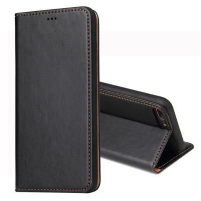 iPhone 7 Plus & 8 Plus Dermis structuur PU leren Flip Hoesje met houder en opbergruimte voor pinpassen & geld (zwart)