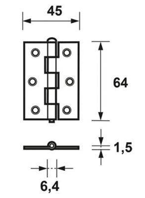 Scharnier smal geg. 64x 45