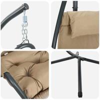 VidaXL Hangende ei-stoel taupe 94 x 107 x 196,5 cm staal - thumbnail