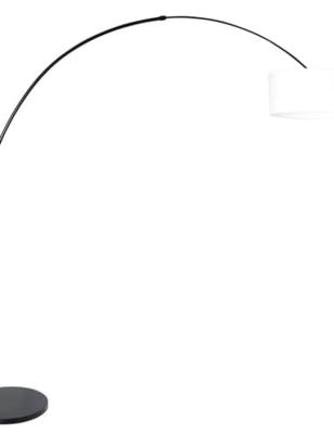 Steinhauer BooglampStresa zwart met lampenkap wit - 9832ZW