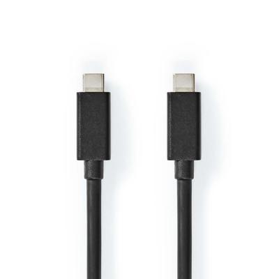 USB-Kabel | USB 3.2 Gen 2x2 | USB Type-C Male | USB Type-C Male | 20 Gbps | 100 W | Vernikkeld | 1.00 m | Rond | PVC | Zwart | Polybag