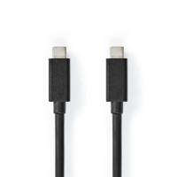 USB-Kabel | USB 3.2 Gen 2x2 | USB Type-C Male | USB Type-C Male | 20 Gbps | 100 W | Vernikkeld | 1.00 m | Rond | PVC | Zwart | Polybag - thumbnail