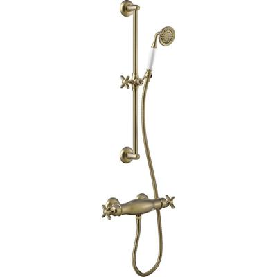 Douchekraan Tres Clasic | Opbouw | Thermostaatkraan | 1-weg | hoh 15 cm | 2-knops | Messing mat