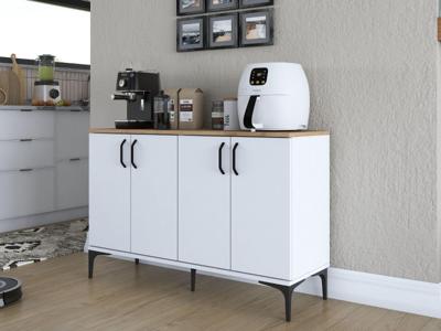 Dressoir JOIE 4 deuren wit/walnoot