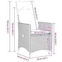 9-delige Bistroset met kussens poly rattan beige - thumbnail
