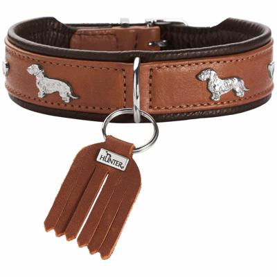 HUNTER Hondenhalsband München, cognac/zwart, Maat: 42