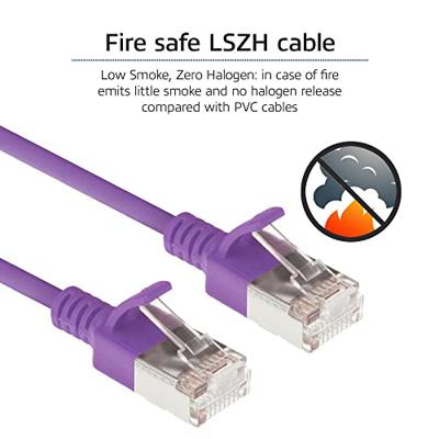 ACT Paarse 0,15 meter LSZH U/FTP CAT6A datacenter slimline patchkabel snagless met RJ45 connectoren ACT Paarse 0,15 meter LSZH U/FTP CAT6A datacenter slimline patchkabel snagless met RJ45 connectoren
