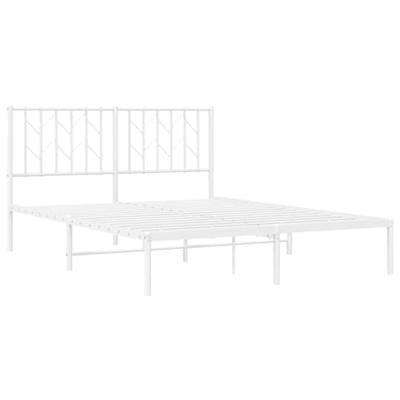 Bedframe met hoofdbord metaal wit 140x190 cm