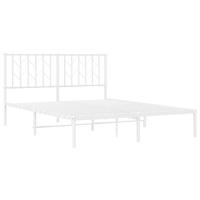 Bedframe met hoofdbord metaal wit 140x190 cm - thumbnail