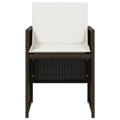 Tuinstoelen 4 st met kussens poly rattan bruin - thumbnail