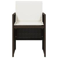 Tuinstoelen 4 st met kussens poly rattan bruin - thumbnail
