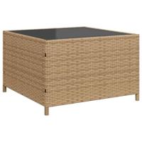 Tuinbank met tafel en kussens L-vormig poly rattan beige - thumbnail