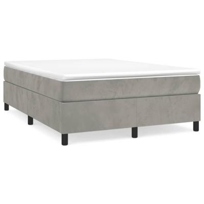 Boxspring met matras fluweel lichtgrijs 140x190 cm