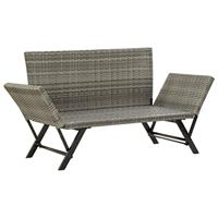 Tuinbank met kussens 176 cm poly rattan grijs - thumbnail