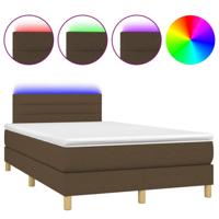 Boxspring met matras en LED stof donkerbruin 120x200 cm - thumbnail
