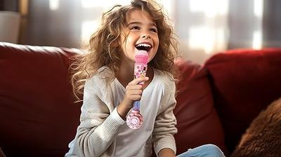 Barbie-microfoon met oplichtende buis, luidspreker (aux-ingang), melodieën en geluidseffecten