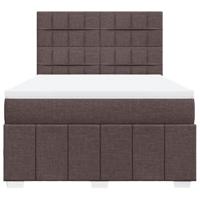 Boxspring met matras stof donkerbruin 140x200 cm - thumbnail