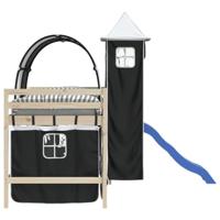 Gordijnen voor hoogslaper met tunnel en toren wit en zwart - thumbnail