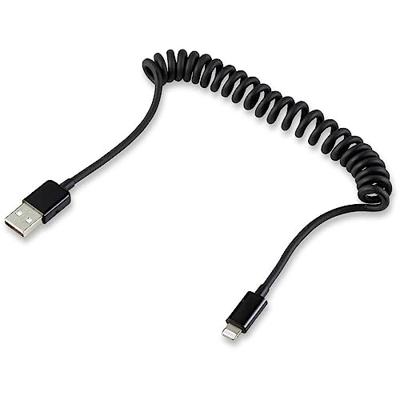 Renkforce USB-kabel USB 2.0 USB-A stekker, Apple Lightning stekker 0.95 m Zwart Spiraalkabel RF4087422 - thumbnail