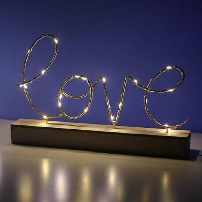 LED beetje nacht licht slaapkamer bed smeedijzeren houten huis decoratie verjaardagsgift (brief liefde)