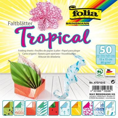 Vouwblaadjes folia 80gr 15x15cm 50v 2z tropical | 140 stuks
