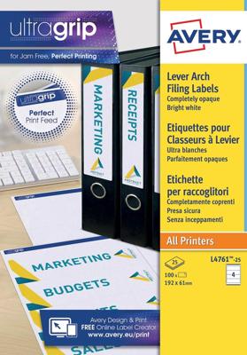 Avery Zweckform L4761-25 ordnerrugetiketten ft 19,2 x 6,1 cm (b x h), 100 etiketten, wit Avery Zweckform L4761-25 ordnerrugetiketten ft 19,2 x 6,1 cm (b x h), 100 etiketten, wit