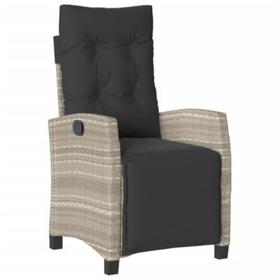 Tuinstoelen 2 st verstelbaar voetensteun poly rattan lichtgrijs - thumbnail