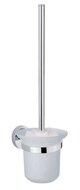 LONDON toiletborstelgarnituur, glas, chroom met glazen inzet vervangbare toiletborstel steel gemaakt van hoogwaardig roestvrij staal inclusief bevestigingsmateriaal wandmontage garantie: 2 - thumbnail