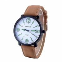 319 YAZOLE mannen mode lichtgevende Business leder Band Quartz Wrist Watch(White) - thumbnail