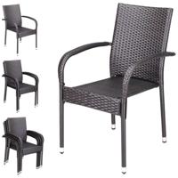 Polyrattan Stapelstoel Comfort Set van 4 kleur Bruin - thumbnail