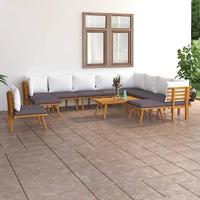 12-delige Loungeset met kussens massief acaciahout - thumbnail