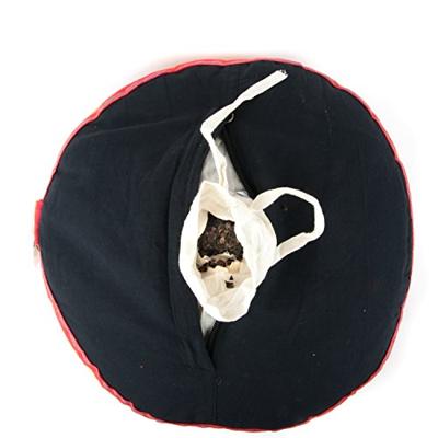 Yogi & Yogini Meditatiekussen Rond Katoen Oranje - Patroon Rood - 33 x 17 cm