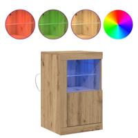 Bijzetkast artisanaal eikenkleurig 41 x 37 x 67 cm Bewerkt hout - thumbnail