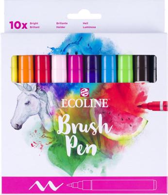 Bruynzeel Ecoline brush pen set helder, 10 kleuren
