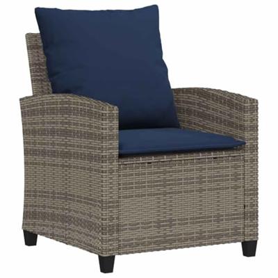 6-delige Loungeset met kussens poly rattan grijs