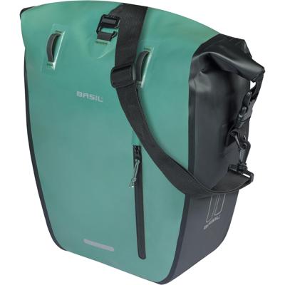 Basil Enkele fietstas rivo l tarppaulin mik 25-31l 14 x 28 x 43 cm - groen/zwart