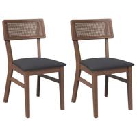 Eetkamerstoelen met kussens 2 st massief hout rubber bruin - thumbnail