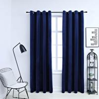 VidaXL Gordijn verduisterend met ringen 2 st 140x175 cm fluweel blauw - thumbnail