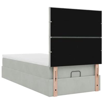 Ottoman bed met matrassen 80x200cm fluweel lichtgrijs